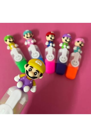 Süper Mario Karakter 6lı Fosforlu Kalem Seti 6689 Pastel Ultramarin