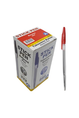 Ark Tükenmez Kalem 1.0 Mm 50'li Kutu Kırmızı Kod:222