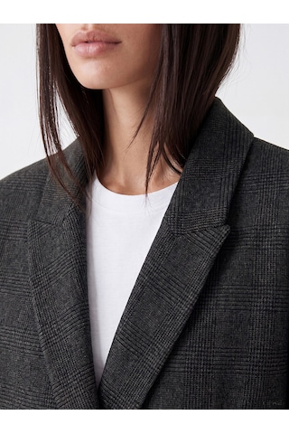Lcw Studıo Gri Kruvaze Yaka Ekose Kadın Blazer Ceket