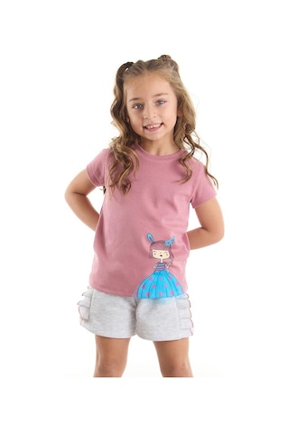 Denokids Tüllü Lily Kız Çocuk Şort Takım Çok Renkli