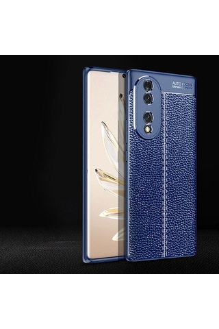 Honor 70 Kılıf Deri Görünümlü Silikon Kamera Korumalı Üstün Koruma Ogaa Lacivert
