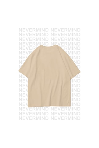 Nevermind Erkek Oversize Freedom Baskılı Erkek Tişört Yazlık Rahat Pamu Bej