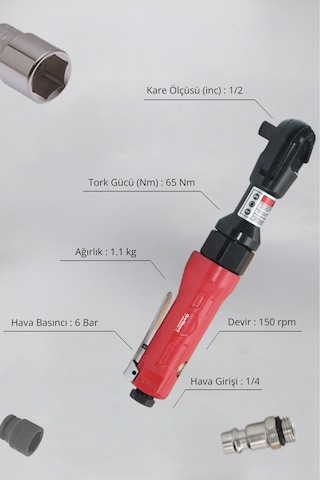 G Gaptools 1/2 Havalı Cırcır Kolu