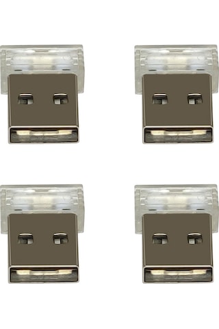 Xiyyadms Oto Ve Ev İçin Usb Led Renkli Gece Lambası - Müdahale Olmadan Kullanın, Mavi 4'lü Paket Siyah