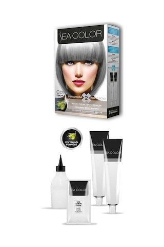 2 Tüp Krem Saç Boyası Seti Füme Gri No:0.01