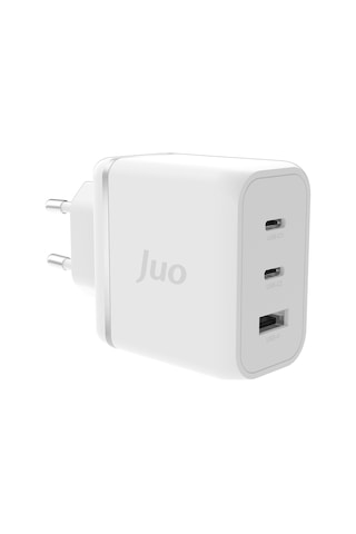 Juo 65W USB-C + USB-A 3 Portlu GaN Şarj Aleti iPhone Notebook Uyumlu PD Type-C Hızlı Şarj Cihazı Beyaz