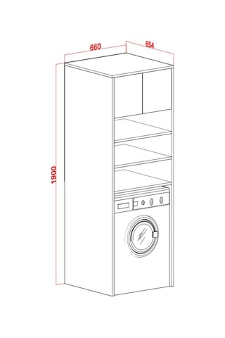 Rudu Lavin Çok Amaçlı Banyo Dolabı Düzenleyici 66x65x190 Cm 2 Kapaklı 4 Raflı Meşe - Beyaz