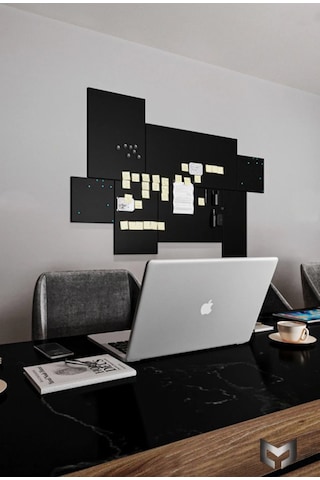 Yiğit Metal Mıknatıslı Pano Siyah Ofis/çalışma Odası İçin Mıknatıs Hediyeli Metal Magnet Hatıra Panosu 50x70cm 40 x 60 CM
