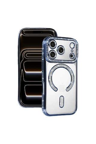 Apple Apple iPhone Uyumlu 17 Pro Max Joke Simli Magneticsafe Kılıf - Mavi