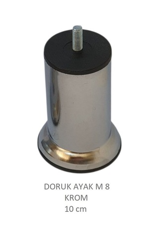 Doruk Ayak, Cıvatalı Baza Koltuk Dolap Ayağı, Metal, Krom, M8, 10 Cm Krom