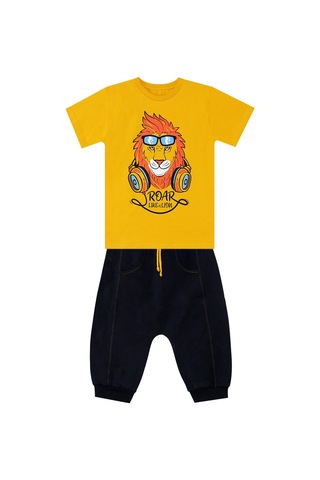 Denokids Mshb&g Arslan Erkek Çocuk T-shirt Kapri Şort Takım Çok Renkli