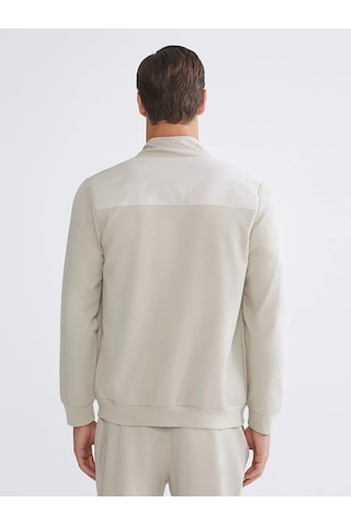 Lc Waikiki Bej Dik Yaka Erkek Fermuarlı Sweatshirt