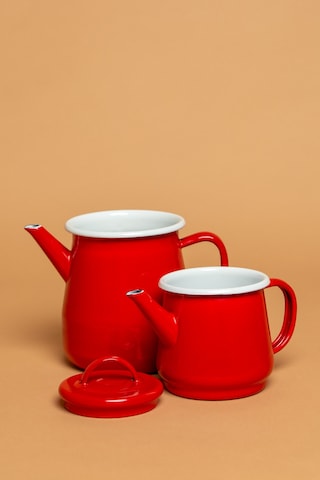 La Vita Rossa Vintage Emaye Kırmızı Çaydanlık Seti Ebutay Kırmızı