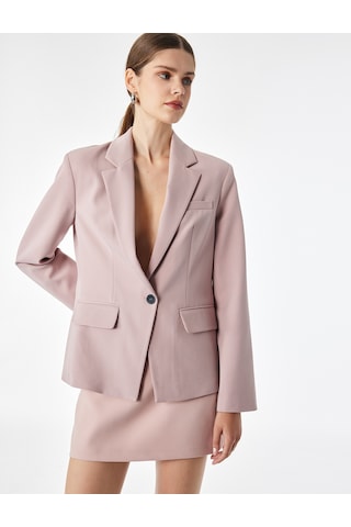 Koton Geniş Yaka Cep Detaylı Düğmeli Blazer Ceket Pembe 7wak50055uw Gül
