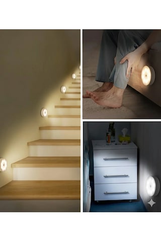 Hareket Sensörlü Usb Şarjlı Led Lamba Dolap İçi, Merdiven Ve Gece Lambası Mıknatıslı Beyaz - Gün Işığı
