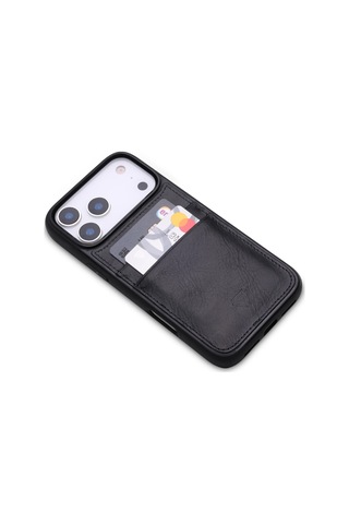 Zawa Apple İphone 17 Pro Uyumlu Suni Deri Kartlık Arka Koruma Kılıf - Bordo