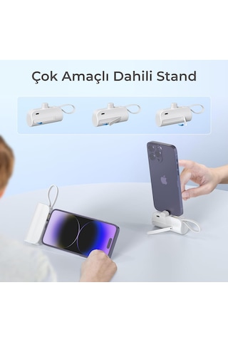 Woyax By Deji 5000 mAh Type-c Soketli Dahili Kablolu Mini Powerbank