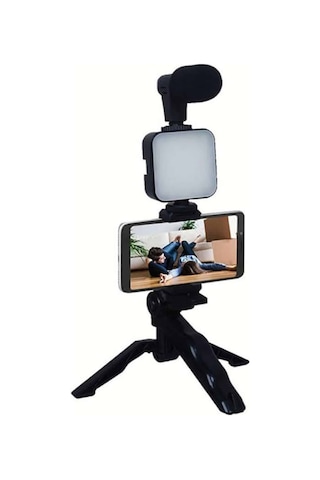 Telefon - 520 - Tutucu Mikrofonlu Işıklı Youtuber - Muratech - Video Kayıt Çok Renkli