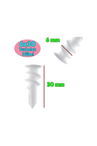 Turbolet Alçıpan Dübel Matkap Uçlu Dübel Plastik (50 ADET)
