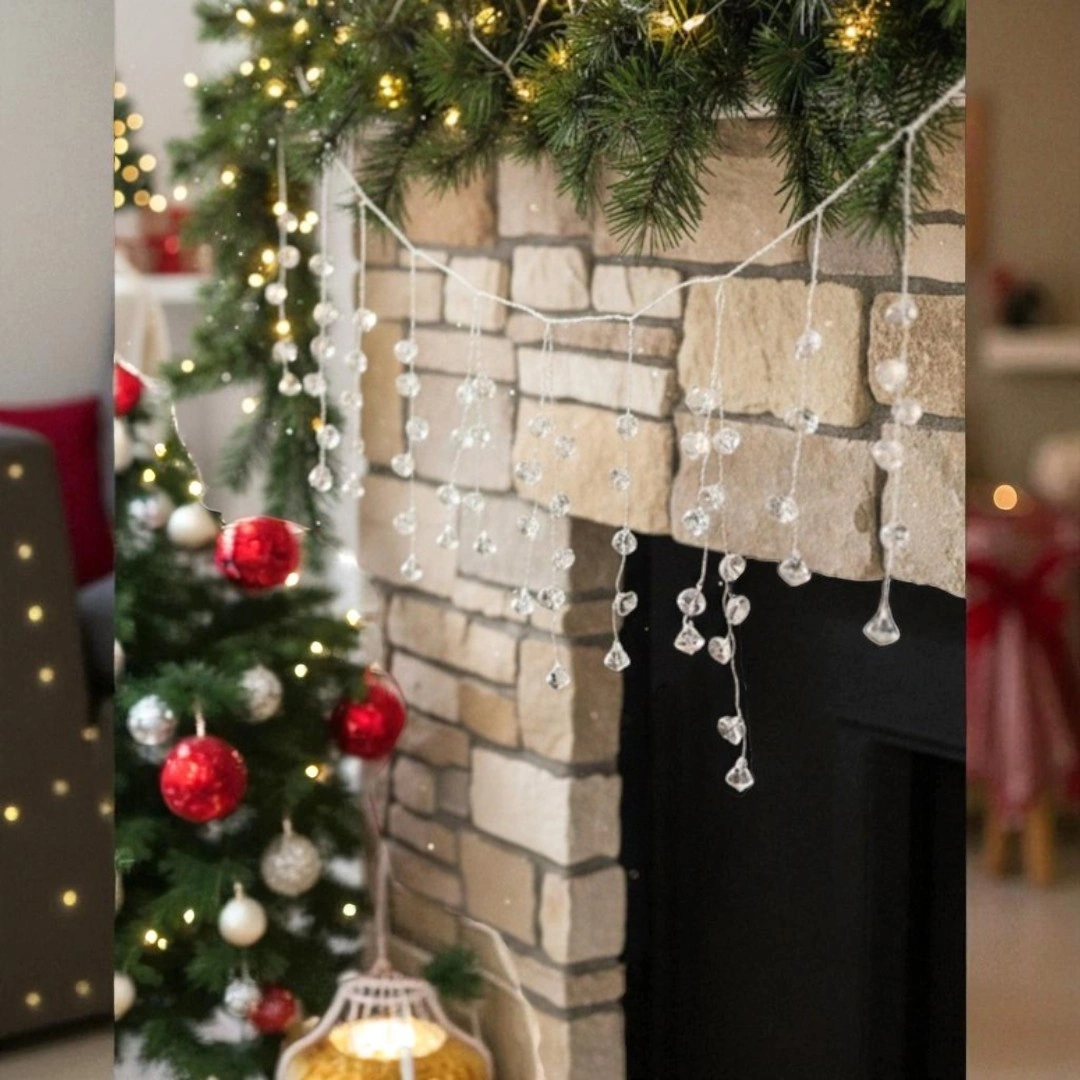 Yılbaşı Lüks Garland Dekoratif Kristal Taşlı 110cm Ast7518