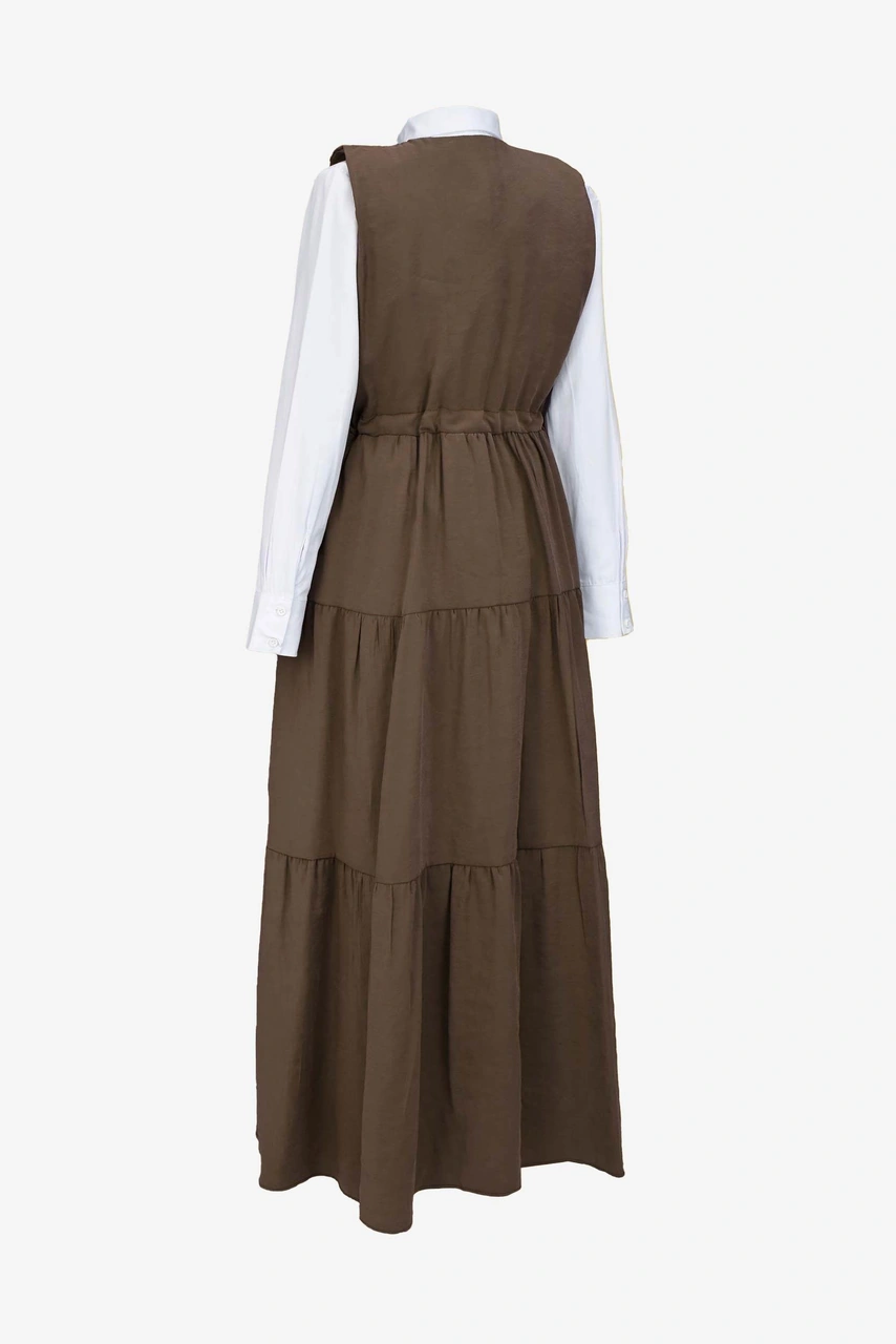 Kalın Askılı Uzun Modal Elbise -kahve Kahverengi