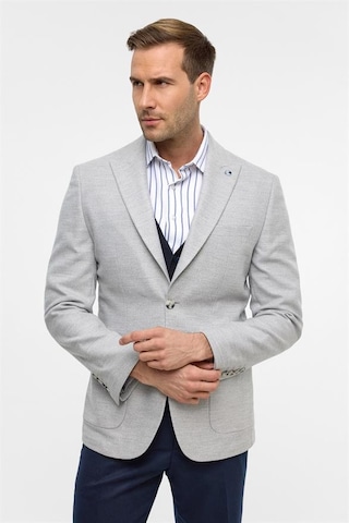 Süvari Gri Slim Desenli Mono Yaka 6 Drop Ceket Gri