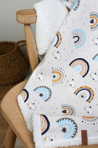 Fluffy Bebek Battaniyesi 80x100 Cm Gök Mavi Kundak Puset Çift Taraflı Koyun Tüyü Battaniye