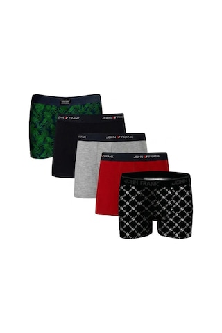 John Frank Logolu Pamuklu 5'li Paket Boxer Erkek Boxer Jfbs5 Yeşil-lacivert-gri-kırmızı-sbeyaz Yeşil-lacivert-gri-kırmızı-sbe