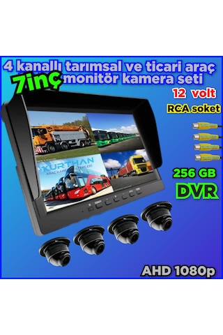 7 İnç Dvr Monitör Ve 4 Adet Ahd 1080p Ultra Mini Kamera Seti 12 V