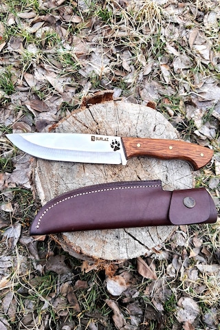 Kamp Bıçağı Outdoor Bıçak El Yapımı Kılıflı Bıçak Gümüş - Siyah