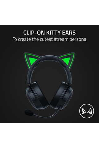 Lexroo Kitty Ears V2 - Evrensel Fit Clip-on Kitty Ears Kulaklıklar İçin Siyah