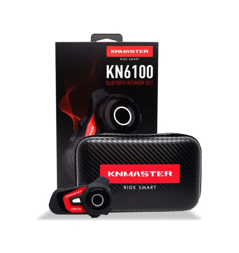 Knmaster Kn6100 Motosiklet Kask İnterkom Bluetooth Intercom Kulaklık Seti Kırmızı