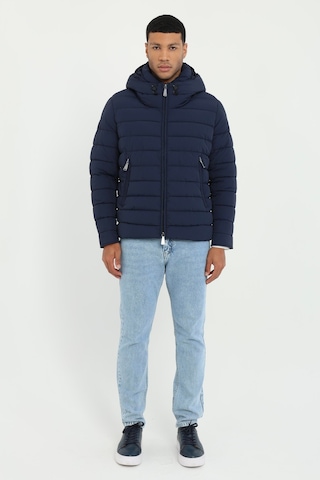 Dufy Erkek Slim Fit Kapüşonlu Lacivert Mont-25293