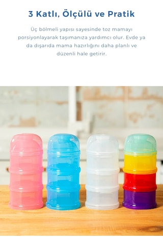 Babyjem - Katlı Toz Mama Kabı Renkli