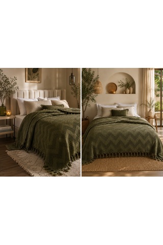 Kapreo Home Craft Collection Premium Çift Kişilik Pike 200 X 230 Haki