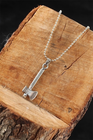 Gümüş Renk Balta Erkek Kolye Çok Renkli