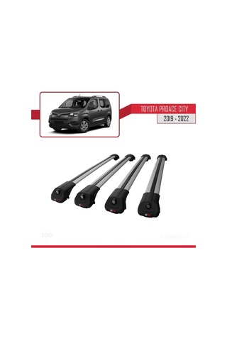 Toyota Proace City 2019-2022 Arası İle Uyumlu Ace-1 Ara Atkı Tavan Barı Gri 4 Adet Bar