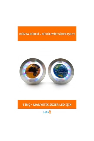 Manyetik Yuvarlak Led Işıklı Dünya Küre 6 İnç Dekoratif Obje Diğer