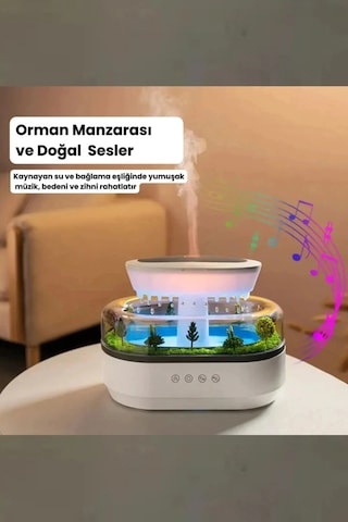 Leerfei 286 Yağmur Damlası Aroma Difüzör, 6 Renk Işıklı Hava Nemlendirici Ve Dinlendirici Sesler