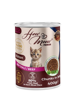 How Meow Jöleli Biftekli Parça Etli Yavru Kedi Yaş Maması 12 x 400 G