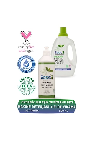 Ecos3 Organik Bulaşık Makinesi Jeli + Elde Bulaşık Deterjanı