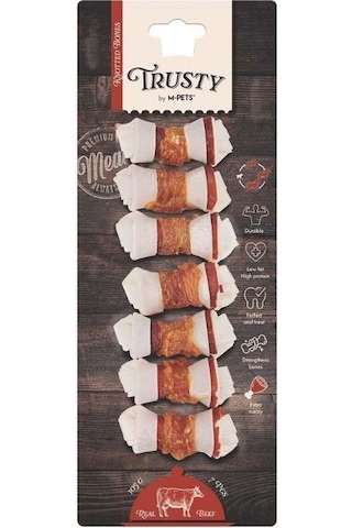 M-pets Trusty Extra Biftekli Düğüm Köpek Ödül Kemiği 105 Gr 6,4 Cm 7'li