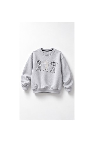 Overdo Kids Erkek Çocuk Kabarma Baskılı 2ip Sweatshirt Gri