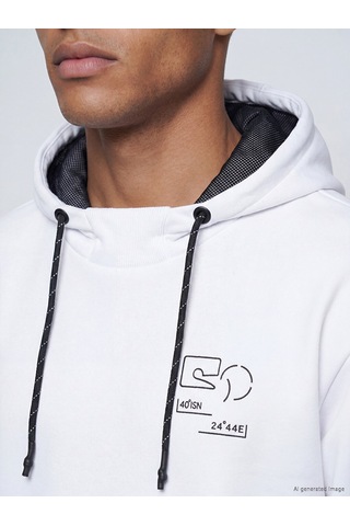 Lcw Eco Beyaz Baskılı Erkek Hoodie