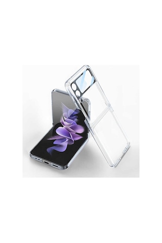 Samsung Uyumlu Galaxy Z Flip 4 Kılıf Zore Kıpta Lensli Kapak Renksiz