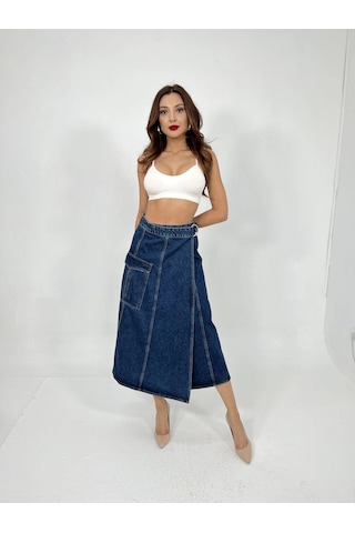 Defymoda 6522 Kot Etek-mavi