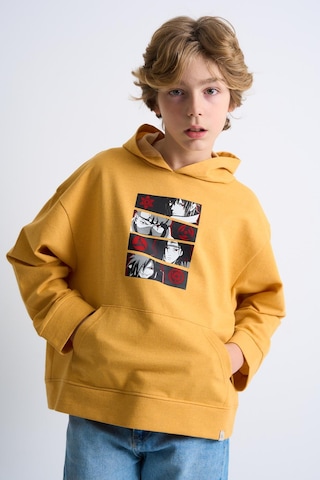 Alexandergardi Alexandergardı Kanguru Cepli Baskılı Kapüşonlu Çocuk Sweatshirt Hardal