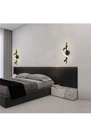 Siyah Ledli Günışığı Duvar Aplik 1 Adet Siyah