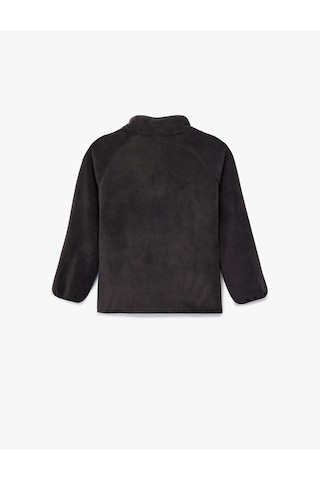 Koton Dik Yaka Yarım Fermuarlı Kanguru Cepli Polar Sweatshirt Antrasit 6wmb10001tk Antrasit
