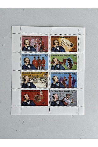 Sir Rowland Hill Londra Temalı Ekvator Ginesi Damgasız 8'li Blok Pul